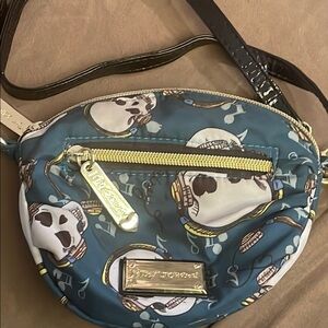 Juicy Couture Skull Print Crossbody Bag - Teal and Black